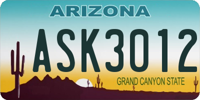 AZ license plate ASK3012