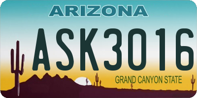 AZ license plate ASK3016