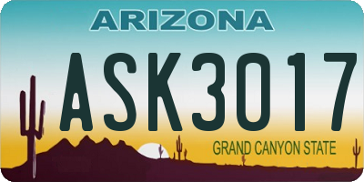 AZ license plate ASK3017