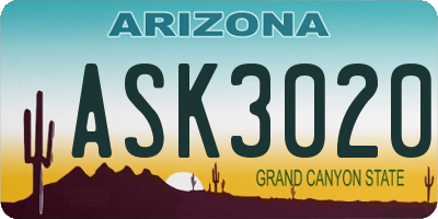 AZ license plate ASK3020