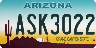 AZ license plate ASK3022