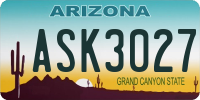 AZ license plate ASK3027