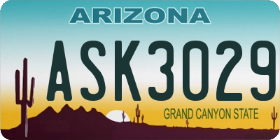 AZ license plate ASK3029