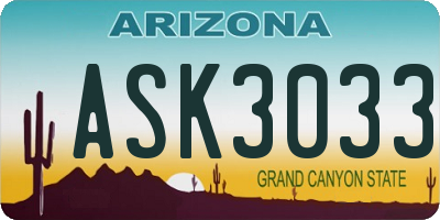 AZ license plate ASK3033