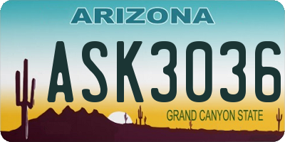 AZ license plate ASK3036