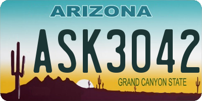 AZ license plate ASK3042