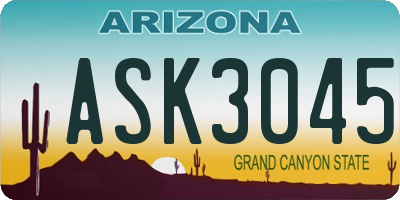 AZ license plate ASK3045