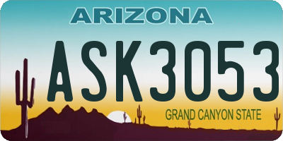 AZ license plate ASK3053