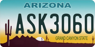 AZ license plate ASK3060