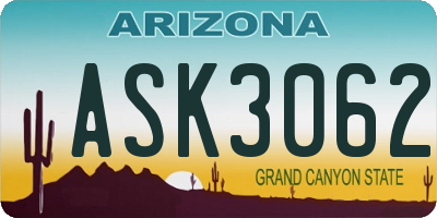 AZ license plate ASK3062