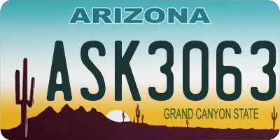 AZ license plate ASK3063