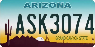 AZ license plate ASK3074