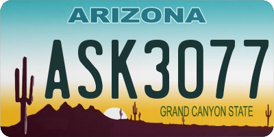 AZ license plate ASK3077