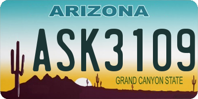 AZ license plate ASK3109