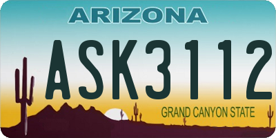 AZ license plate ASK3112