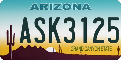 AZ license plate ASK3125