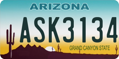 AZ license plate ASK3134