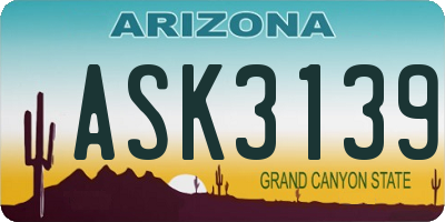 AZ license plate ASK3139