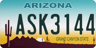 AZ license plate ASK3144
