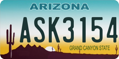AZ license plate ASK3154
