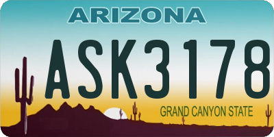 AZ license plate ASK3178