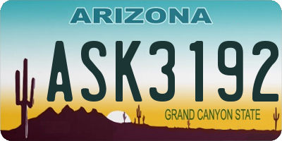 AZ license plate ASK3192