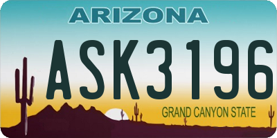 AZ license plate ASK3196
