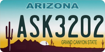 AZ license plate ASK3202