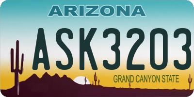 AZ license plate ASK3203