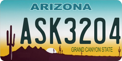 AZ license plate ASK3204