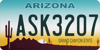 AZ license plate ASK3207