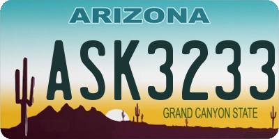 AZ license plate ASK3233