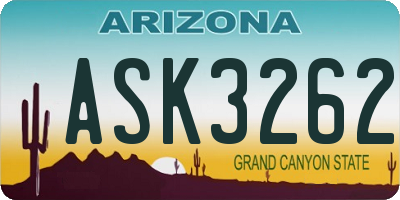 AZ license plate ASK3262