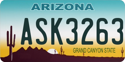 AZ license plate ASK3263