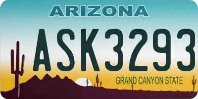 AZ license plate ASK3293