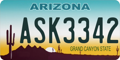AZ license plate ASK3342