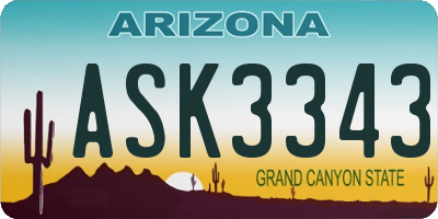 AZ license plate ASK3343