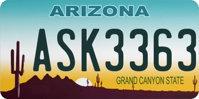 AZ license plate ASK3363