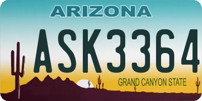 AZ license plate ASK3364