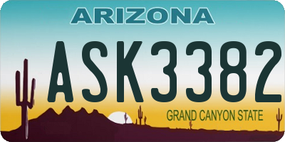 AZ license plate ASK3382