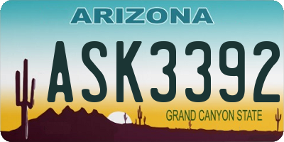 AZ license plate ASK3392