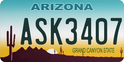 AZ license plate ASK3407