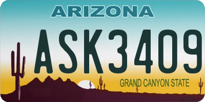 AZ license plate ASK3409