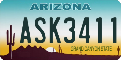 AZ license plate ASK3411