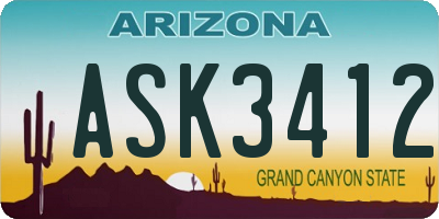 AZ license plate ASK3412