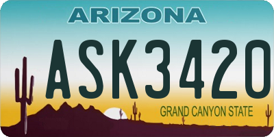 AZ license plate ASK3420