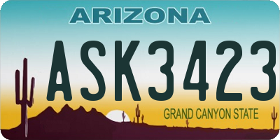 AZ license plate ASK3423