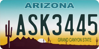 AZ license plate ASK3445