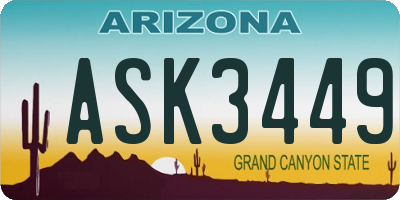 AZ license plate ASK3449