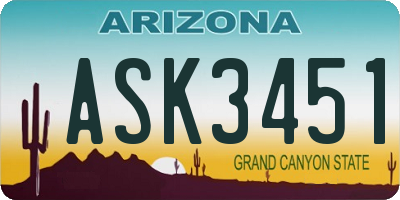 AZ license plate ASK3451